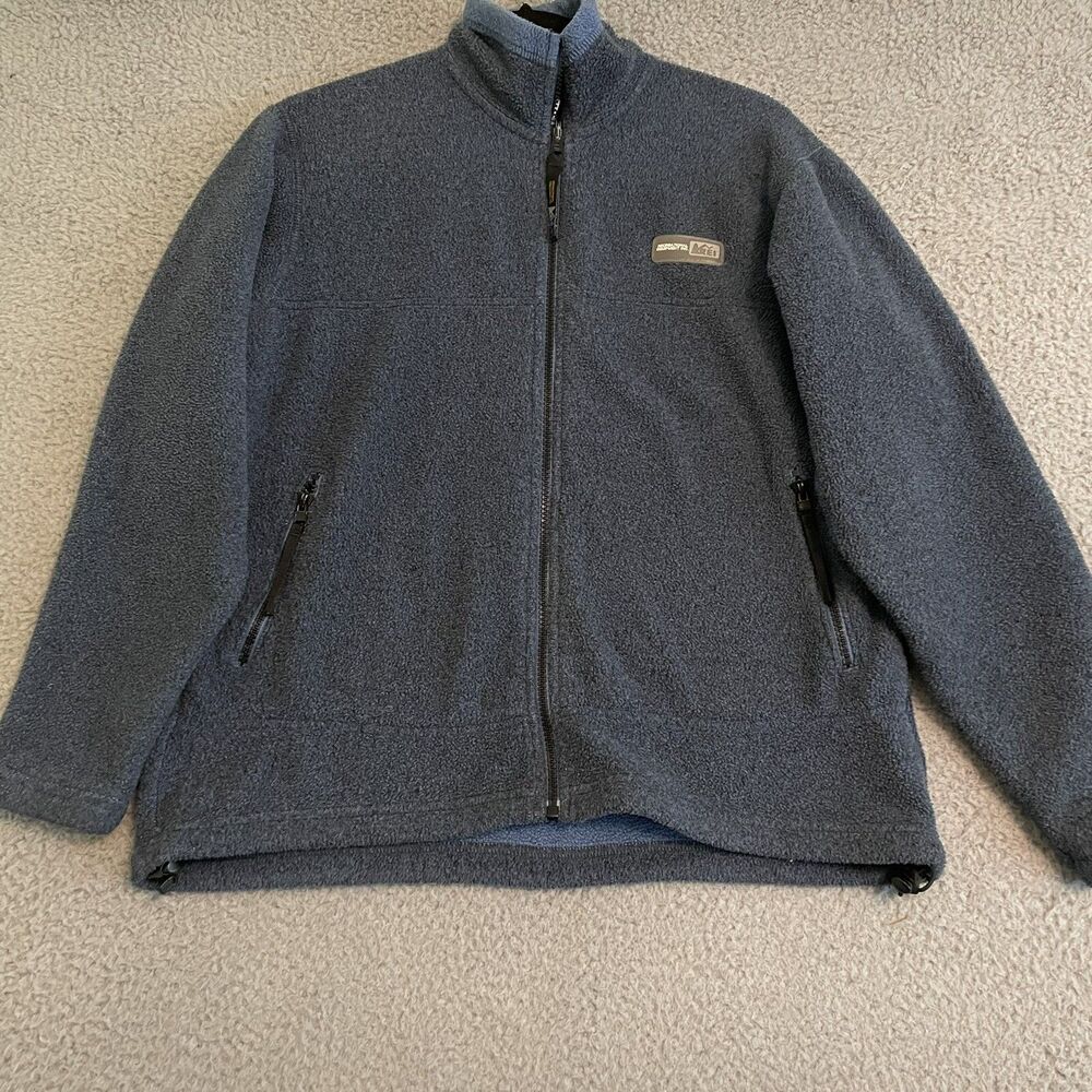 VINTAGE REI Jacket Womens Small Blue Fleece Logo Polartec Sweater Full Zip Retro